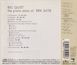 BILL QUIST/The Piano Solos Of Erik Satie(エリック・サティ／ピアノ作品集)(Used CD) (1979/only) (ビル・クウィスト/USA)