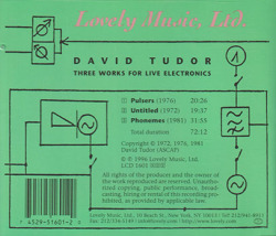 DAVID TUDOR/Three Works For Live Electronics(Used CD) (1984) (デヴィッド・チューダー/USA)