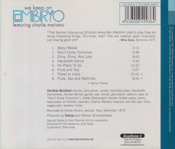 EMBRYO/We Keep On(Used CD) (1973/6th) (エンブリオ/German)