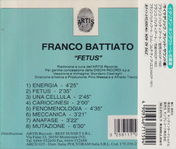 FRANCO BATTIATO/Fetus(胎児)(Used CD) (1972/1st) (フランコ・バッティアート/Italy)