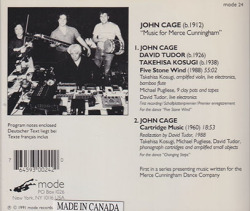 JOHN CAGE/Music For Merce Cunningham(Used CD) (1991) (ジョン・ケージ/USA)