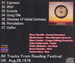 PIERRE MOERLEN'S GONG/Expresso Live 1976(Used CD) (1976/Live) (ピエール・ムーランズ・ゴング/France,UK,USA)